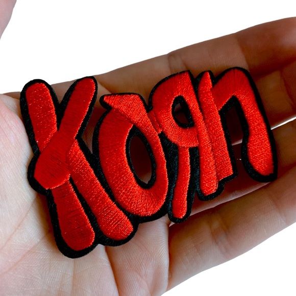 Red KORN Band Embroidered Music Iron On Patch Nu Metal Bakersfield DIY Upcycle - Picture 1 of 4